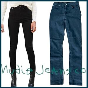 Nudie Jeans Faded Black Pipe Led Clean Slate High-Rise Skinny Jeans (26x29)